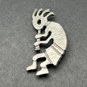 Spoontiques Kokopelli Brooch Boho Southwestern Style Pewter Tone Vintage Pin
